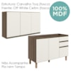 Armario Aereo Balcao Pia 120 cm MDF Kali Carvalho Toq Off White Cetim Nicioli