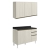 Armario Aereo Balcao Tampo 120cm MDF Kali Bianco Toq Bianco Toq Nicioli