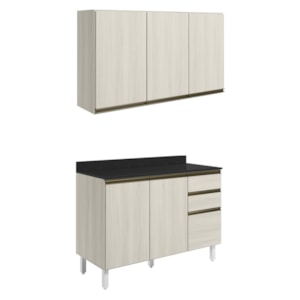 Armario Aereo Balcao Tampo 120cm MDF Kali Bianco Toq Bianco Toq Nicioli