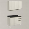 Armario Aereo Balcao Tampo 120cm MDF Kali Bianco Toq Bianco Toq Nicioli