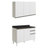 Armario Aereo Balcao Tampo 120cm MDF Kali Bianco Toq Branco Uv Nicioli