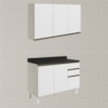 Armario Aereo Balcao Tampo 120cm MDF Kali Bianco Toq Branco Uv Nicioli