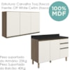 Armario Aereo Balcao Tampo 120cm MDF Kali Carvalho Toq Off White Cetim Nicioli