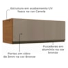 Armario Aereo Basculante 1P Vidro 80 cm Maxxi G770 Kappesberg Canela