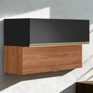 Armario Aereo Basculante 2P 120 cm MDF Proenca Nogueira Carbono Prime Demartez