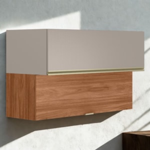 Armario Aereo Basculante 2P 120 cm MDF Proenca Nogueira Nude Prime Demartez
