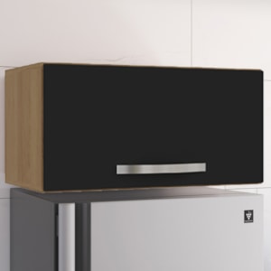 Armario Aereo Basculante 60cm Amendoa Preto REAJL Moveis