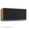 Armario Aereo Basculante 60cm Andreia Amendoa Preto REAJL Moveis