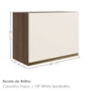 Armario Aereo Basculante MDF 60 cm Kali 166771 Carvalho TOQ Off White Nicioli