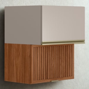 Armario Aereo Basculante Ripado 2P 60 cm MDF Proenca Nogueira Nude Prime Demartez