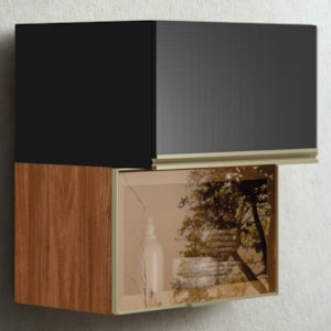 Armario Aereo Basculante Vidro 2P 60 cm MDF Proenca Nogueira Carbono Prime Demartez