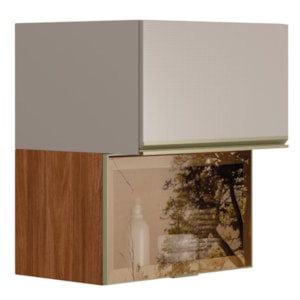 Armario Aereo Basculante Vidro 2P 60 cm MDF Proenca Nogueira Nude Prime Demartez