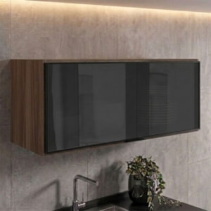 Armario Aereo Basculante Vidro MDF 80 cm Kali 163414 Carvalho TOQ Nicioli