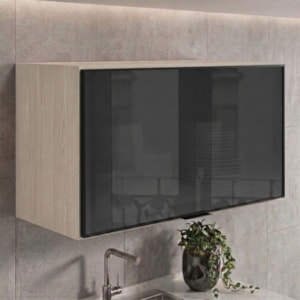Armario Aereo Basculante Vidro MDF 80 cm Kali 166804 Bianco TOQ Nicioli
