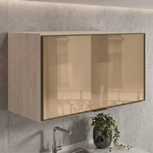 Armario Aereo Basculante Vidro MDF 80 cm Kali 1668061 Bianco TOQ Nicioli