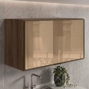 Armario Aereo Basculante Vidro MDF 80 cm Kali 1668061 Carvalho TOQ Nicioli