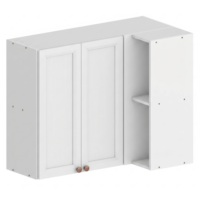 Armario Aereo Canto Reto 95x50 cm 2 Portas Nicho Unna Branco POLIMAN