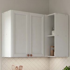 Armario Aereo Canto Reto 95x50 cm 2 Portas Nicho Unna Branco POLIMAN