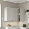 Armario Aereo Canto Reto 95x50 cm 2 Portas Nicho Unna Branco POLIMAN