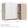 Armario Aereo De Canto 2 Portas 2 Nichos MDF 89X68 cm Kali 193641 Bianco TOQ Branco Nicioli