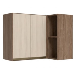 Armario Aereo De Canto 2 Portas 2 Nichos MDF 89X68 cm Kali 193641 Carvalho TOQ Bianco Nicioli