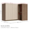 Armario Aereo De Canto 2 Portas 2 Nichos MDF 89X68 cm Kali 193641 Carvalho TOQ Bianco Nicioli