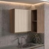 Armario Aereo De Canto 2 Portas 2 Nichos MDF 89X68 cm Kali 193641 Carvalho TOQ Bianco Nicioli