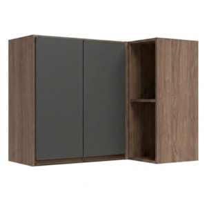 Armario Aereo De Canto 2 Portas 2 Nichos MDF 89X68 cm Kali 193641 Carvalho TOQ Chumbo Nicioli