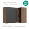 Armario Aereo De Canto 2 Portas 2 Nichos MDF 89X68 cm Kali 193641 Carvalho TOQ Chumbo Nicioli