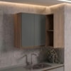 Armario Aereo De Canto 2 Portas 2 Nichos MDF 89X68 cm Kali 193641 Carvalho TOQ Chumbo Nicioli