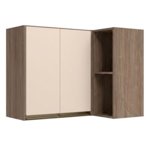 Armario Aereo De Canto 2 Portas 2 Nichos MDF 89X68 cm Kali 193641 Carvalho TOQ Off White Nicioli