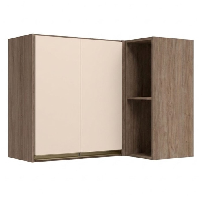 Armario Aereo De Canto 2 Portas 2 Nichos MDF 89X68 cm Kali 193641 Carvalho TOQ Off White Nicioli