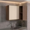 Armario Aereo De Canto 2 Portas 2 Nichos MDF 89X68 cm Kali 193641 Carvalho TOQ Off White Nicioli