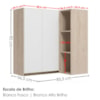 Armario Aereo De Canto 2 Portas 3 Nichos MDF 86X90 cm Kali 193661 Bianco TOQ Branco Nicioli