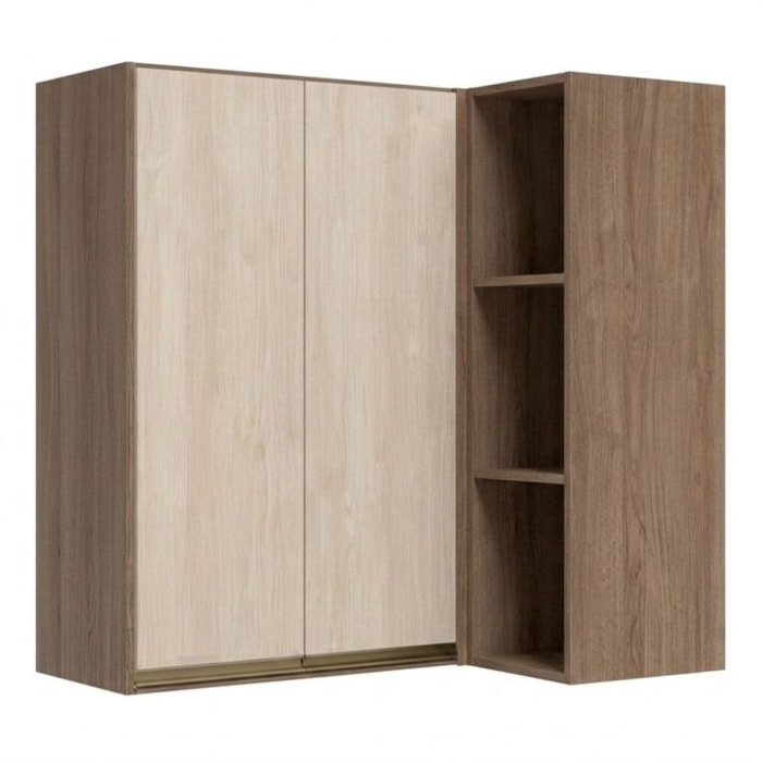 Armario Aereo De Canto 2 Portas 3 Nichos MDF 86X90 cm Kali 193661 Carvalho TOQ Bianco Nicioli