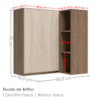 Armario Aereo De Canto 2 Portas 3 Nichos MDF 86X90 cm Kali 193661 Carvalho TOQ Bianco Nicioli