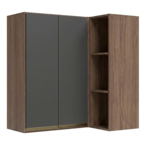 Armario Aereo De Canto 2 Portas 3 Nichos MDF 86X90 cm Kali 193661 Carvalho TOQ Chumbo Nicioli