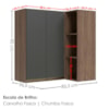 Armario Aereo De Canto 2 Portas 3 Nichos MDF 86X90 cm Kali 193661 Carvalho TOQ Chumbo Nicioli