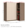 Armario Aereo De Canto 2 Portas 3 Nichos MDF 86X90 cm Kali 193661 Carvalho TOQ Off White Nicioli