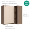 Armario Aereo De Canto 2 Portas 3 Nichos MDF 86X90 cm Kali 193661 Carvalho TOQ Off White Nicioli