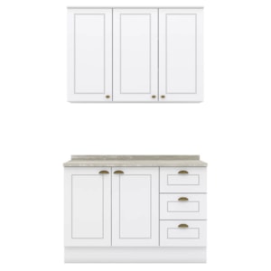 Armario Aereo E Balcao 120 cm CE169 Americana Branco Calcare Henn