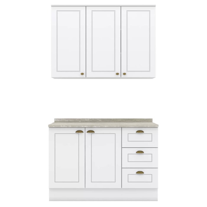Armario Aereo E Balcao 120 cm CE169 Americana Branco Calcare Henn