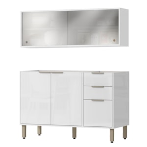 Armario Aereo E Balcao 120 cm GLOR ABGL02 Branco Neve MXM Armario Aereo E Balcao 120 cm GLOR ABGL02 Branco Neve MXM