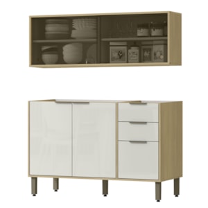 Armario Aereo E Balcao 120 cm GLOR ABGL02 Castanho Off White MXM Armario Aereo E Balcao 120 cm GLOR ABGL02 Castanho Off White MXM