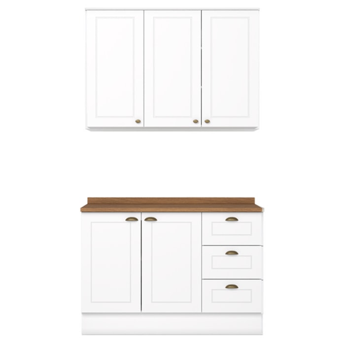 Armario Aereo E Balcao 120cm CE169 Americana Branco Nature Henn