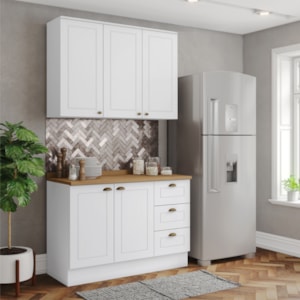 Armario Aereo E Balcao 120cm CE169 Americana Branco Nature Henn