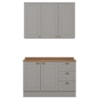 Armario Aereo E Balcao 120cm CE169 Americana Cinza Nature Henn