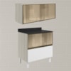 Armario Aereo E Balcao 1P 2G Vidro MDF Kali Bianco Toq Branco Uv Nicioli