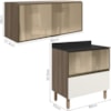 Armario Aereo E Balcao 1P 2G Vidro MDF Kali Carvalho Toq Off White Cetim Nicioli
