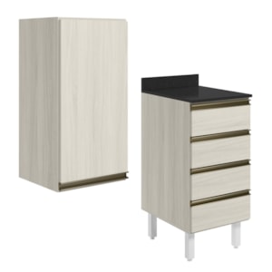 Armario Aereo E Balcao 1P 4G 40cm MDF Kali Bianco Toq Bianco Toq Nicioli